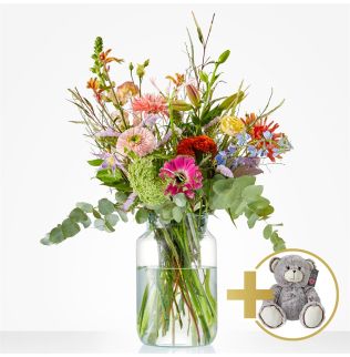 Boeket Sfeervol (met knuffel) Boeket Sfeervol (met knuffel)